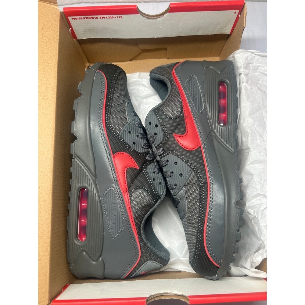 Nike Air Max 90 Premium Iron Grey University Red Size 9 - HV4517 001 New